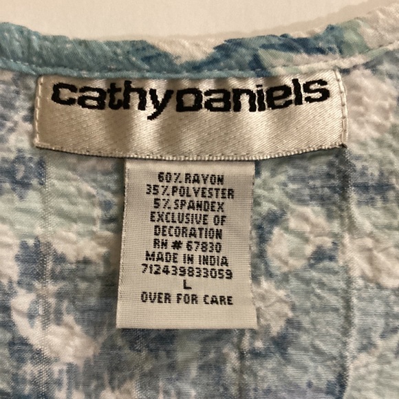 Cathy Daniels tunic floral blouse size Size L. 3/4 sleeves. Made in India - Picture 8 of 13